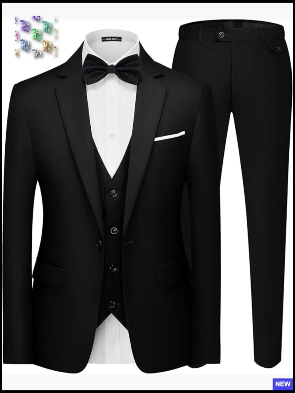 Elegant Slim Fit Suit Set One Button Blazer Vest Pants Formal Party Wear